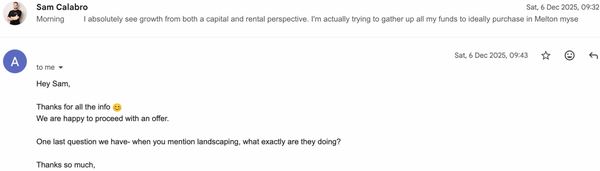 Redacted client email confirming intent to proceed