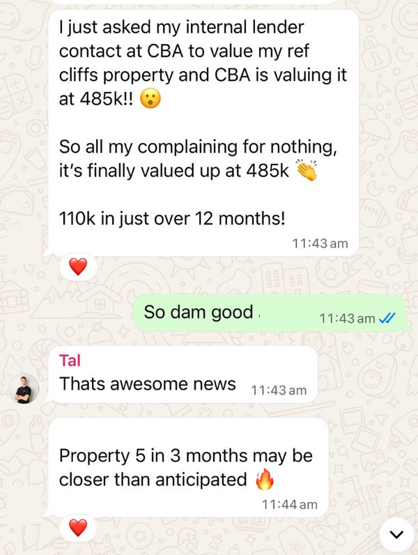 Client WhatsApp message sharing equity gain